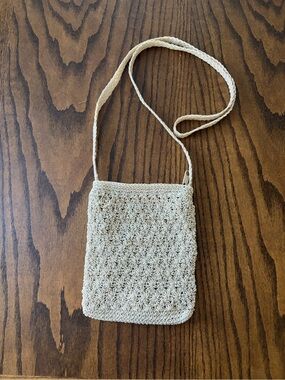 Handwoven Cream Crochet Crossbody Bag